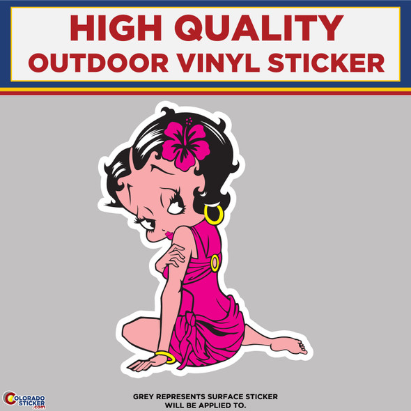Betty Boop Sitting Down, High Quality Vinyl Stickers New Colorado Sticker