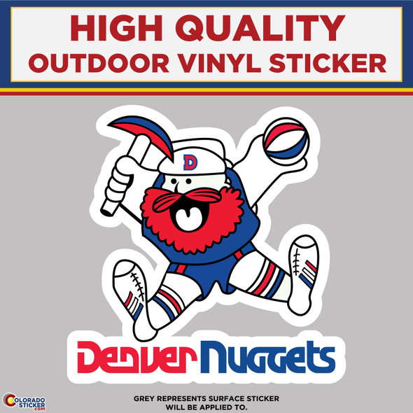 Retro Old School Denver Nuggets Maxie Miner, High Quality Vinyl Stickers
