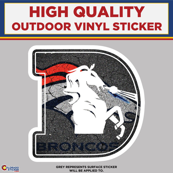 Broncos D With Horse & Pavement, High Quality Vinyl Stickers New Colorado Sticker