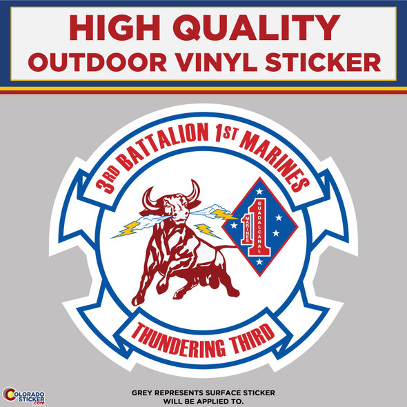 3rd Battalion Marines, 1st Marine Corps, High Quality Vinyl Stickers