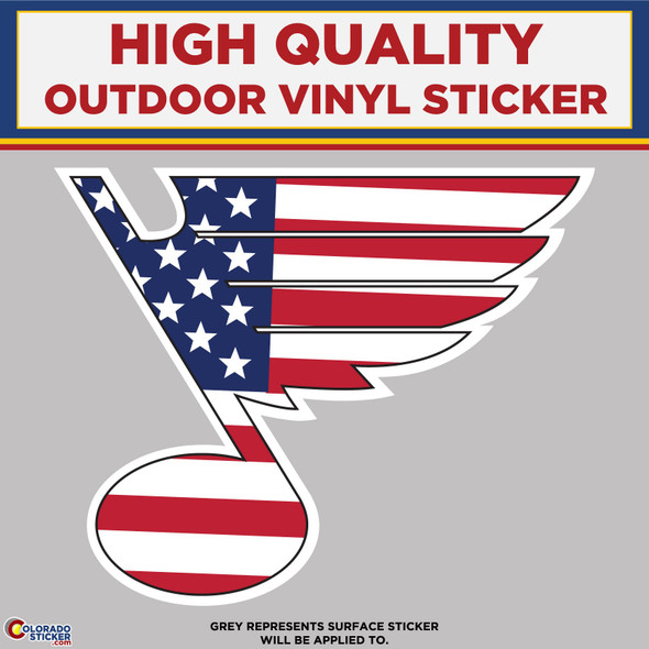 St. Louis Blues With American Flag Design, High Quality Vinyl Stickers