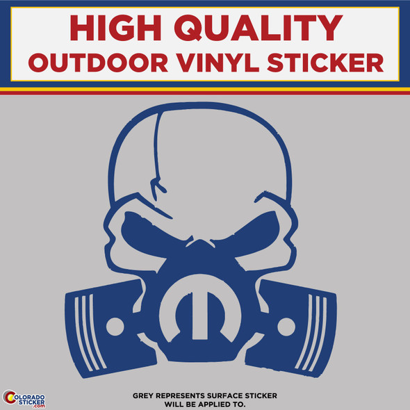 Mopar Skull, Die Cut High Quality Vinyl Stickers blue