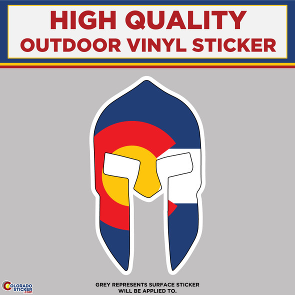Spartan Helmet With Colorado Flag Pattern, High Quality Vinyl Stickers New Colorado Sticker