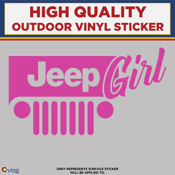 Jeep Girl, Pink Die Cut High Quality Vinyl Stickers