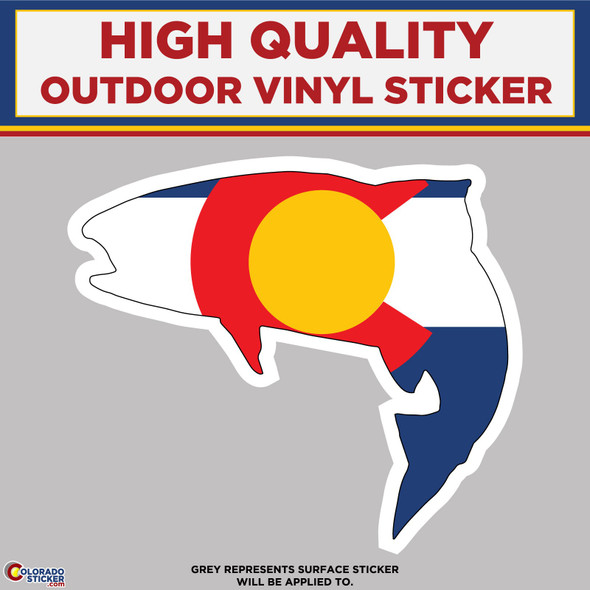 Trout Fish with Colorado Flag, High Quality Vinyl Stickers New Colorado Sticker