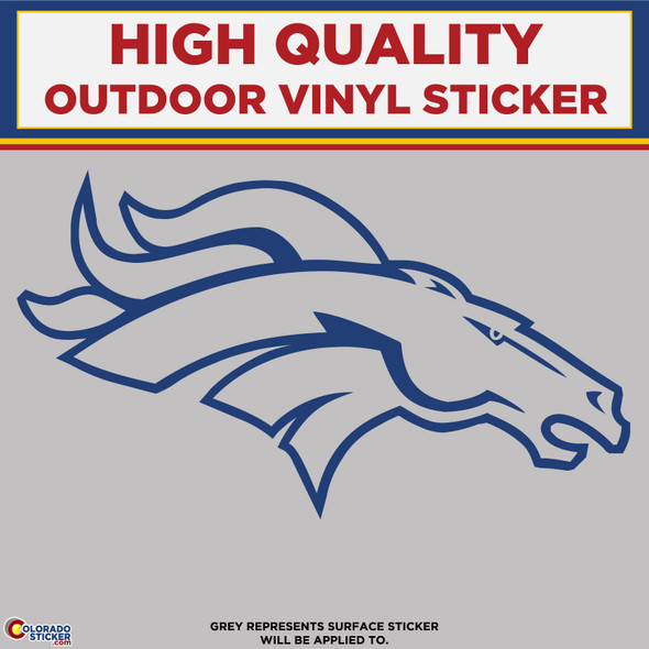 Denver Broncos Die Cut Horse Head Outline, High Quality Vinyl Stickers