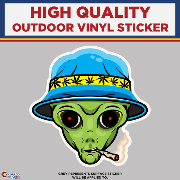 Smoking Alien, High Quality Vinyl Stickers physical New Shop All Stickers Colorado Sticker
