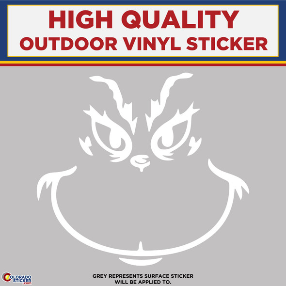 The Grinch, Die Cut High Quality Vinyl Stickers White The Grinch, Die Cut High Quality Vinyl Stickers White