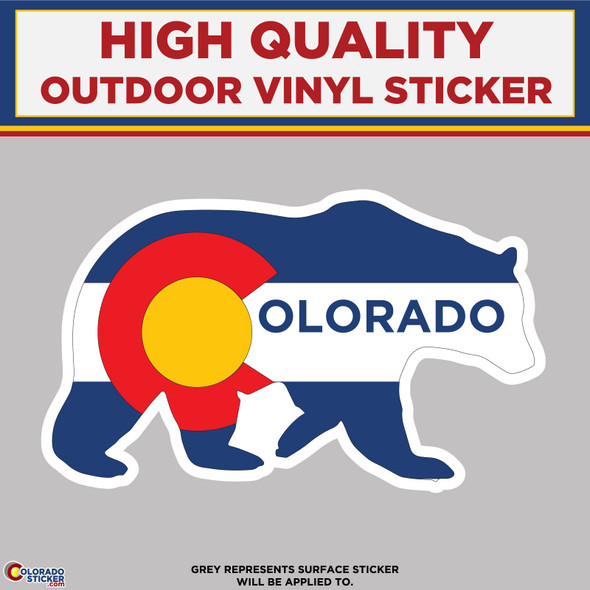 Bear with Colorado Flag, High Quality Vinyl Stickers physical New Shop All Stickers Colorado Sticker