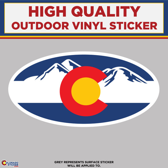Mountains With Colorado Flag, High Quality Vinyl Stickers