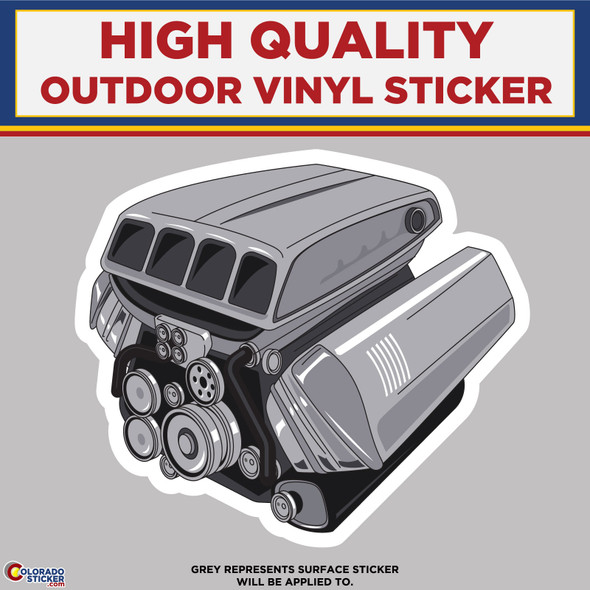 Chrome Engine Block, High Quality Vinyl Stickers