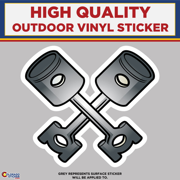 Crossed Engine Pistons, High Quality Vinyl Stickers physical New Shop All Stickers Colorado Sticker