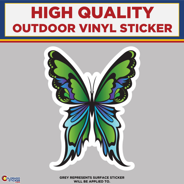 Butterflies,  Green and Purpleish Butterfly High Quality Vinyl Sticker