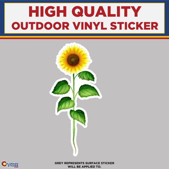 Sunflower With Stem and Leaves, High Quality Vinyl Stickers