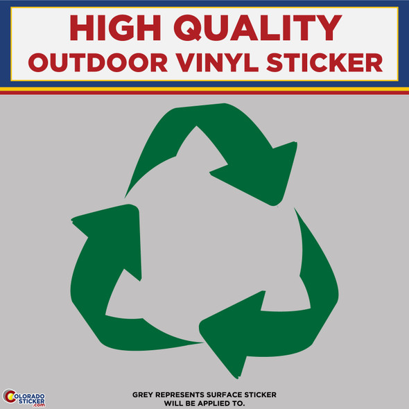 Recycle, Recycling Logo, Green Die Cut High Quality Vinyl Stickers