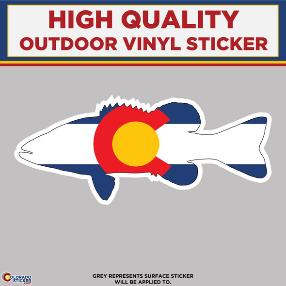 Bass Fish with Colorado Flag, High Quality Vinyl Stickers physical New Shop All Stickers Colorado Sticker