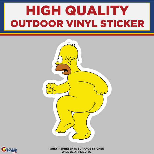 Homer Simpson Naked, High Quality Vinyl Stickers