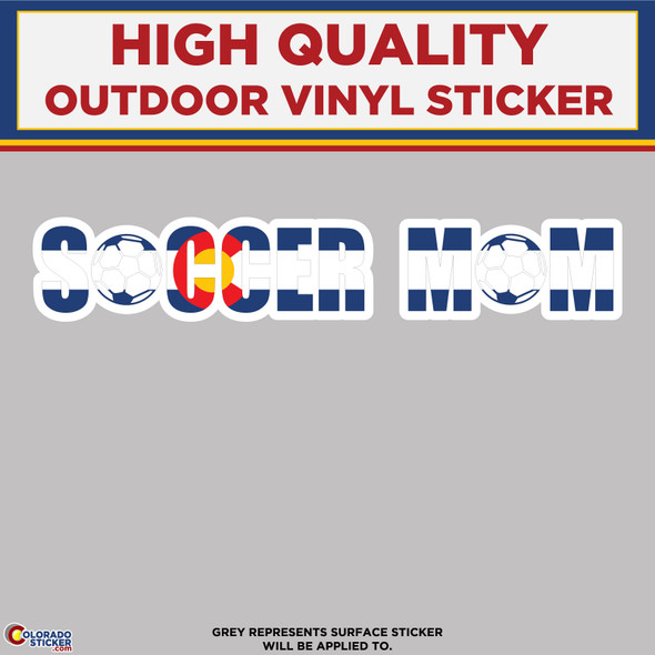 Soccer Mom With Colorado Flag Design, High Quality Vinyl Stickers physical New Shop All Stickers Colorado Sticker