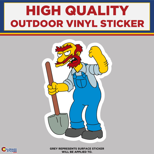 Groundskeeper Willie, The Simpsons, High Quality Vinyl Stickers physical New Shop All Stickers Colorado Sticker