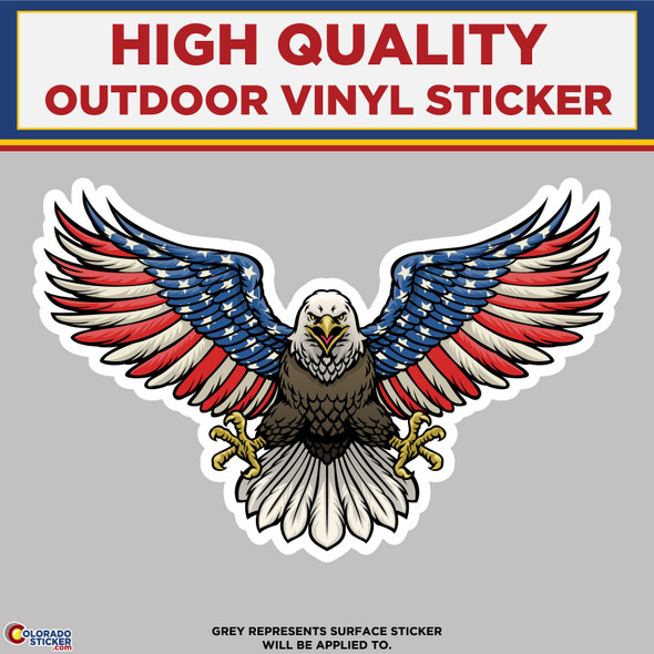 Bald Eagle with American Flag In The Wings, High Quality Vinyl Sticker
