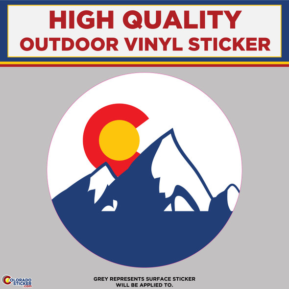 Mountains with C from Colorado Flag, High Quality Vinyl Stickers