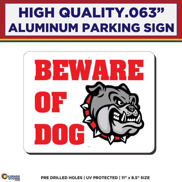 Beware Of Dog Sign With Bulldog, Aluminum Parking Sign physical New Shop All Stickers Colorado Sticker