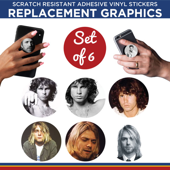 Jim Morrison and Kurt Cobain Phone Holder Replacement Graphic Vinyl Stickers