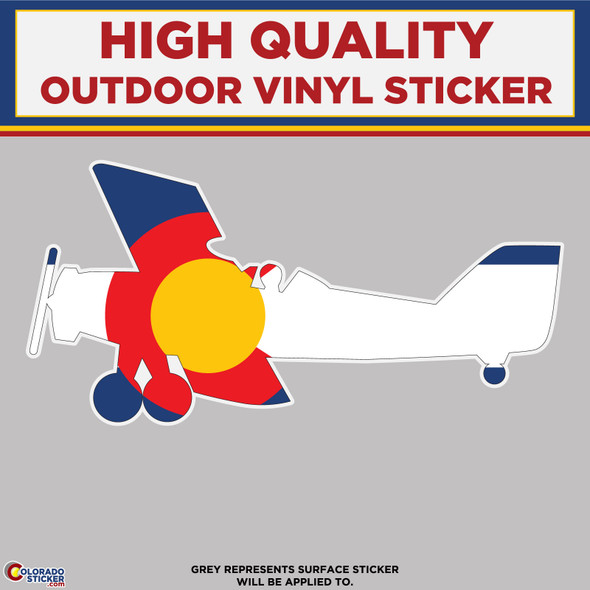 Bi Plane With Colorado Flag 1, High Quality Vinyl Stickers