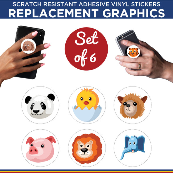 Cute Animals Phone Holder Replacement Graphic Vinyl Stickers