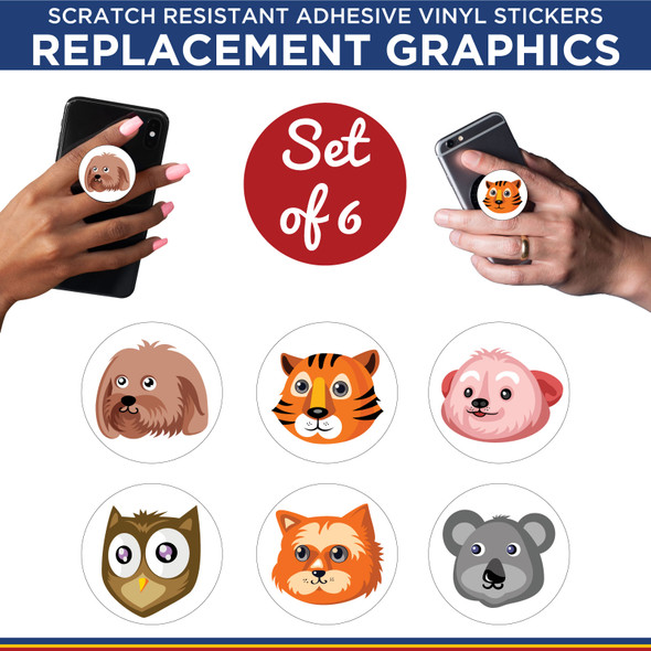 Cute Animal 2 Phone Holder Replacement Graphic Vinyl Stickers