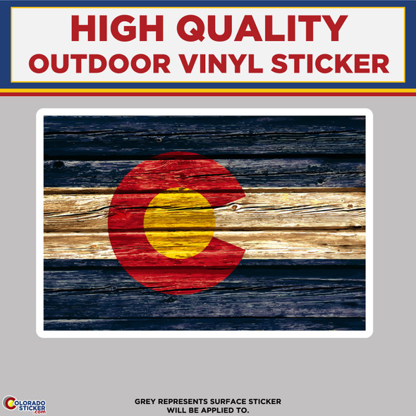 Wood Grain Colorado State Flag, High Quality Vinyl Stickers