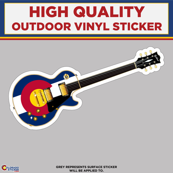 Guitar With Colorado Flag, High Quality Vinyl Stickers