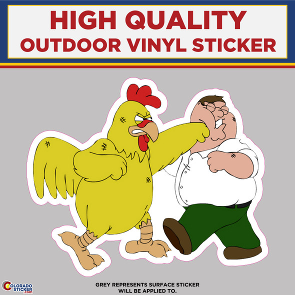 Peter Griffin Fighting Chicken, Family Guy, High Quality Vinyl Stickers