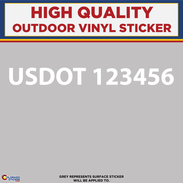 Personalized US DOT die cut vinyl stickers set of 2 white