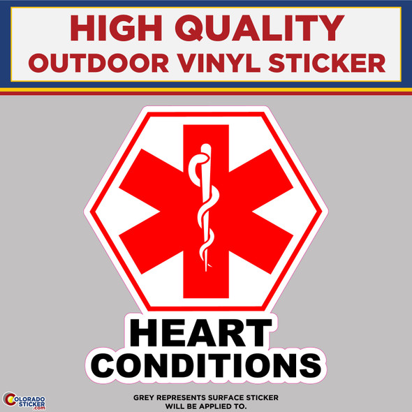 Heart Conditions Medical Alert, High Quality Vinyl Stickers physical New Shop All Stickers Colorado Sticker