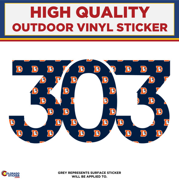 303 Die Cut Vinyl Sticker Decal With Denver Bronco Pattern New Colorado Sticker