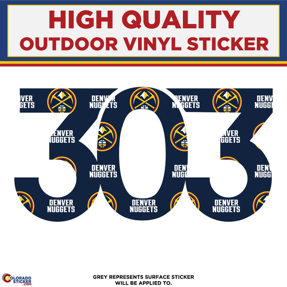 303 Die Cut Vinyl Sticker Decal With Denver Nuggets Pattern physical New Shop All Stickers Colorado Sticker