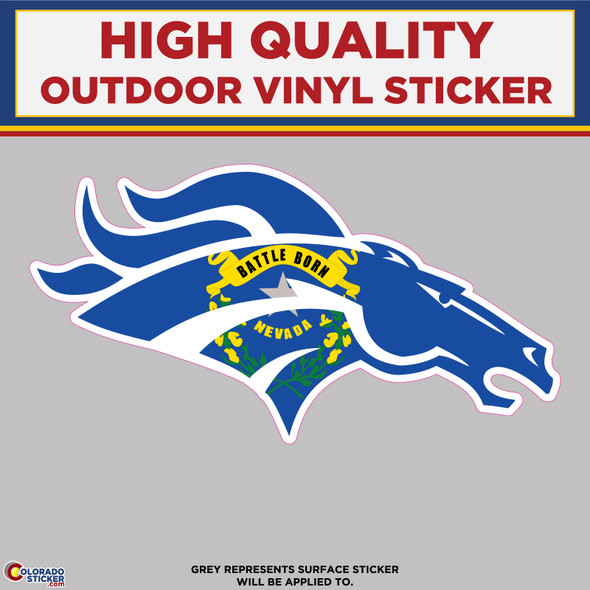 Broncos Horse Head With Nevada Flag, High Quality Vinyl Stickers