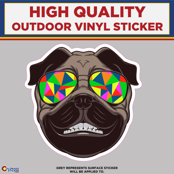 Pug with Glasses, High Quality Vinyl Stickers physical New Shop All Stickers Colorado Sticker