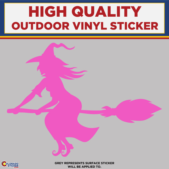 Witch Riding Broom, Die Cut High Quality Vinyl Stickers physical New Shop All Stickers Colorado Sticker