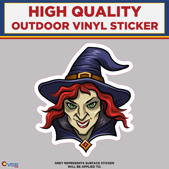 Witch With Hat, High Quality Vinyl Stickers