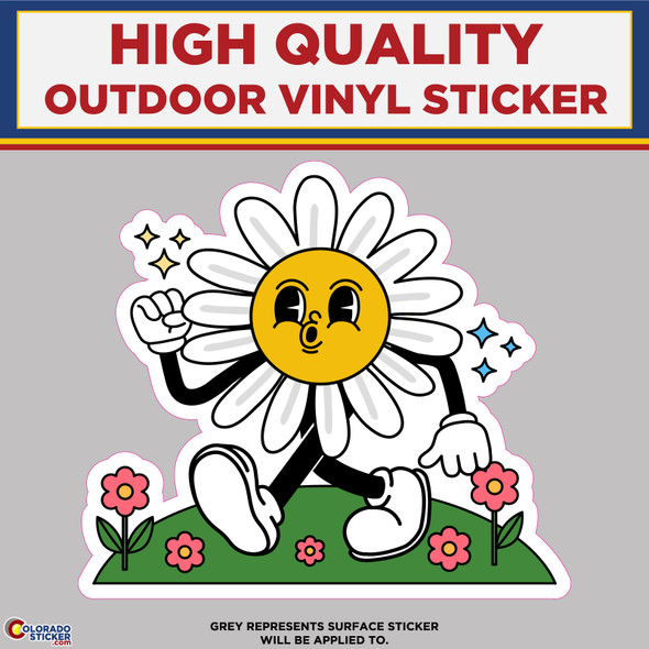 Walking & Whistling Daisy Flower, High Quality Vinyl Stickers