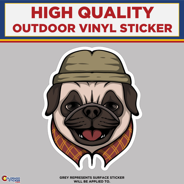 Pug Wearing Fedora, High Quality Vinyl Stickers physical New Shop All Stickers Colorado Sticker