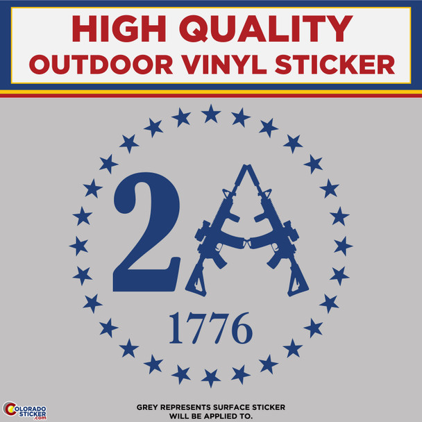 2nd Amendment with Stars and Guns, Die Cut High Quality Vinyl Sticker Decals physical New Shop All Stickers Colorado Sticker