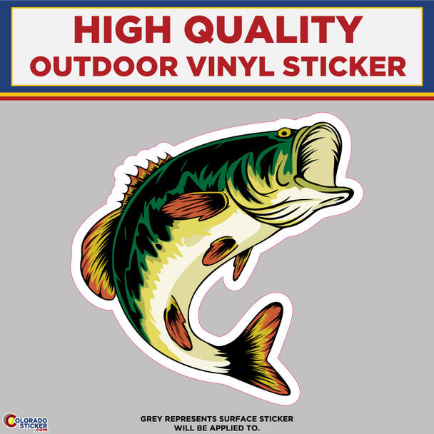 Open Mouth Bass Fish, High Quality Vinyl Stickers New Colorado Sticker