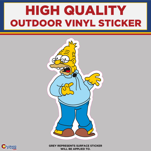 Grandpa Simpson From The Simpsons, High Quality Vinyl Stickers