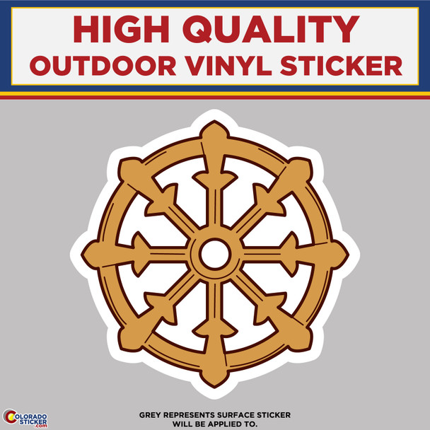 Buddhism Wheel Symbol, High Quality Vinyl Stickers New Colorado Sticker