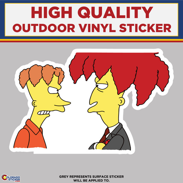 Side Show Bob & Cecil From The Simpsons, High Quality Vinyl Stickers