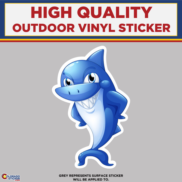 Shark standing, High Quality Vinyl Stickers