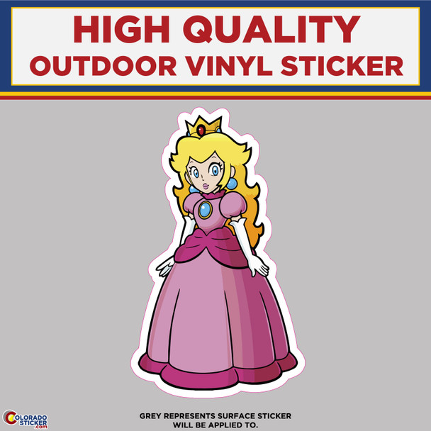 Princess Peach Super Mario Bros, High Quality Vinyl Stickers